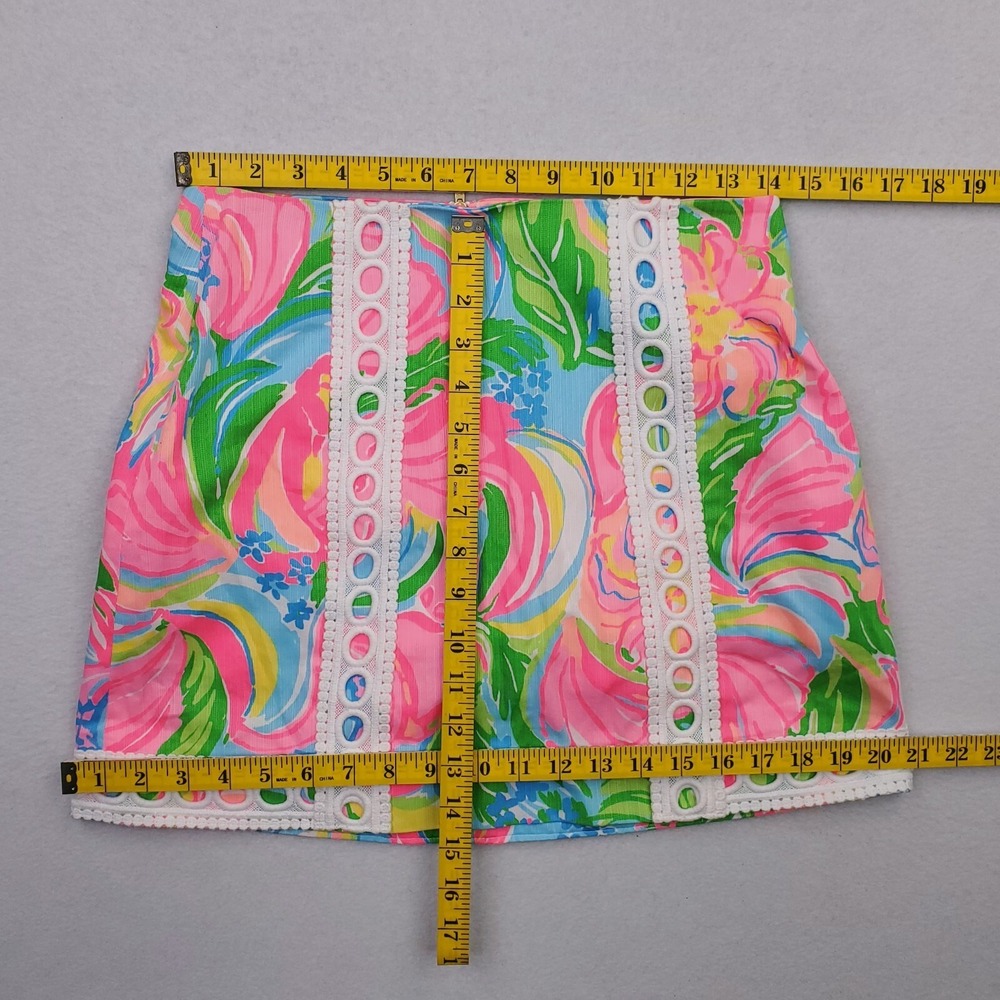 Lilly Pulitzer Skirt Womens 0 Pink Green Pansy Lace Skort Floral Abstract Loud - Picture 9 of 11